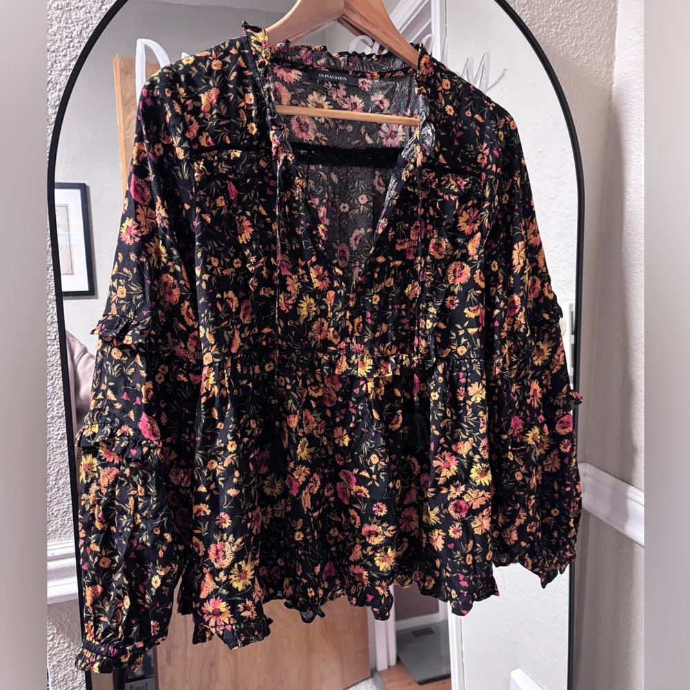Black Floral Blouse